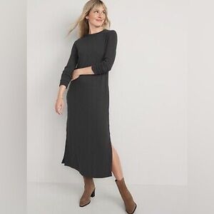 Rib-Knit Maxi Shift Dress